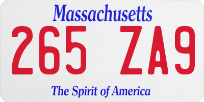 MA license plate 265ZA9