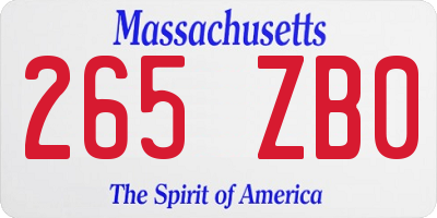 MA license plate 265ZB0
