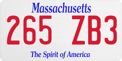 MA license plate 265ZB3