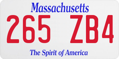 MA license plate 265ZB4