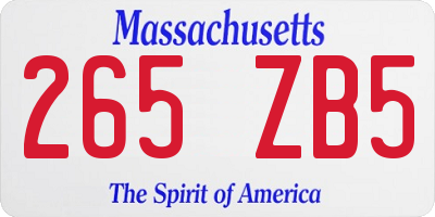 MA license plate 265ZB5