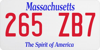 MA license plate 265ZB7