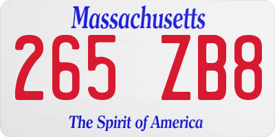 MA license plate 265ZB8