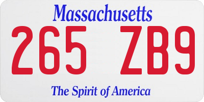 MA license plate 265ZB9