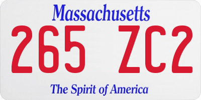 MA license plate 265ZC2