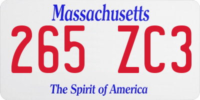 MA license plate 265ZC3