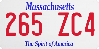 MA license plate 265ZC4