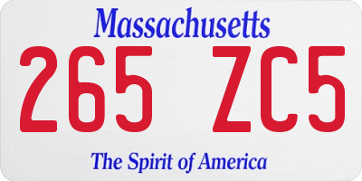 MA license plate 265ZC5
