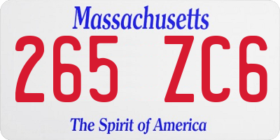 MA license plate 265ZC6
