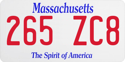 MA license plate 265ZC8
