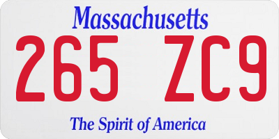 MA license plate 265ZC9