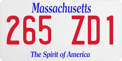 MA license plate 265ZD1