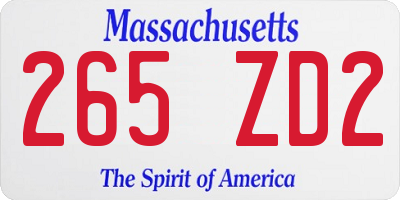MA license plate 265ZD2