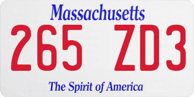MA license plate 265ZD3