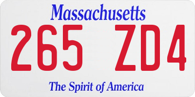 MA license plate 265ZD4