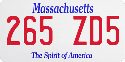 MA license plate 265ZD5