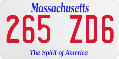 MA license plate 265ZD6