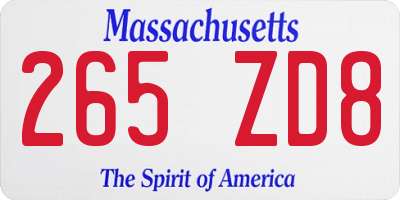 MA license plate 265ZD8