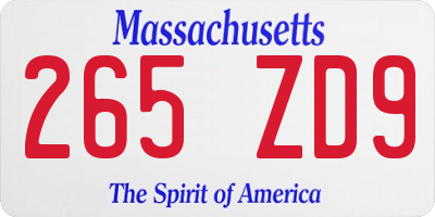 MA license plate 265ZD9
