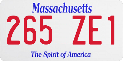 MA license plate 265ZE1