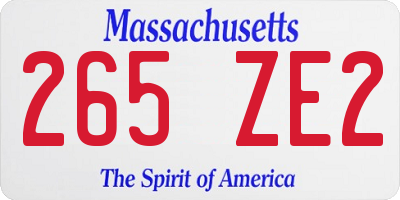 MA license plate 265ZE2