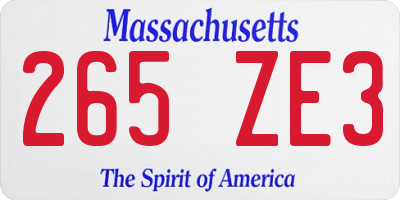 MA license plate 265ZE3