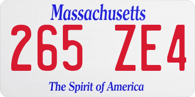 MA license plate 265ZE4