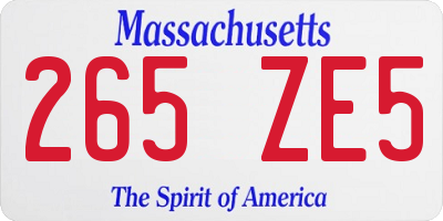 MA license plate 265ZE5