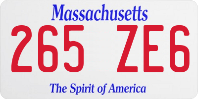 MA license plate 265ZE6