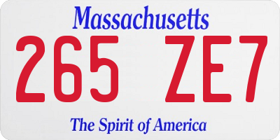 MA license plate 265ZE7