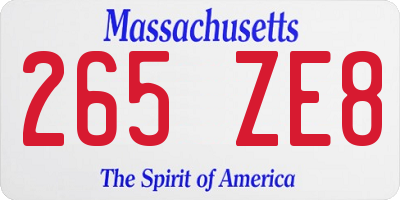 MA license plate 265ZE8