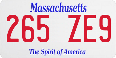 MA license plate 265ZE9