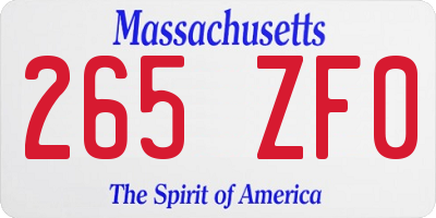 MA license plate 265ZF0