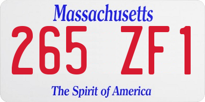 MA license plate 265ZF1