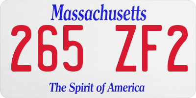 MA license plate 265ZF2