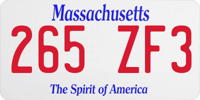 MA license plate 265ZF3