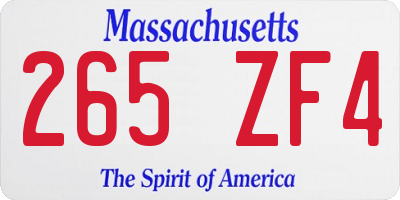 MA license plate 265ZF4