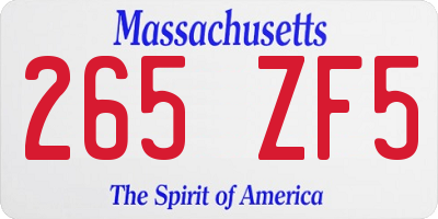 MA license plate 265ZF5