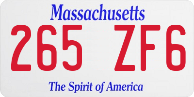 MA license plate 265ZF6