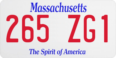 MA license plate 265ZG1