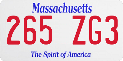 MA license plate 265ZG3