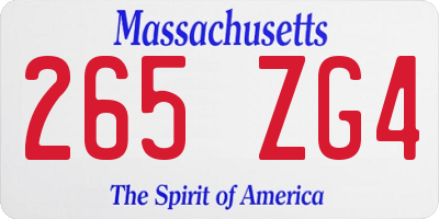 MA license plate 265ZG4