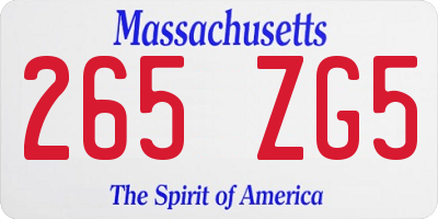 MA license plate 265ZG5