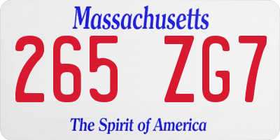 MA license plate 265ZG7