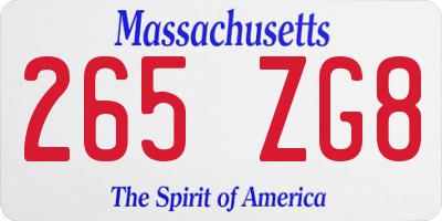 MA license plate 265ZG8