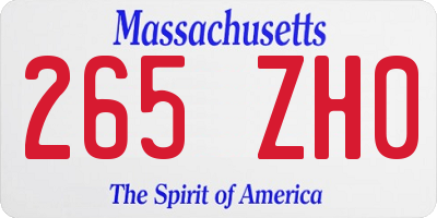 MA license plate 265ZH0