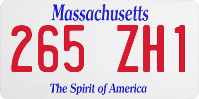 MA license plate 265ZH1