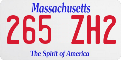 MA license plate 265ZH2