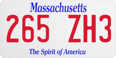 MA license plate 265ZH3