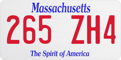 MA license plate 265ZH4
